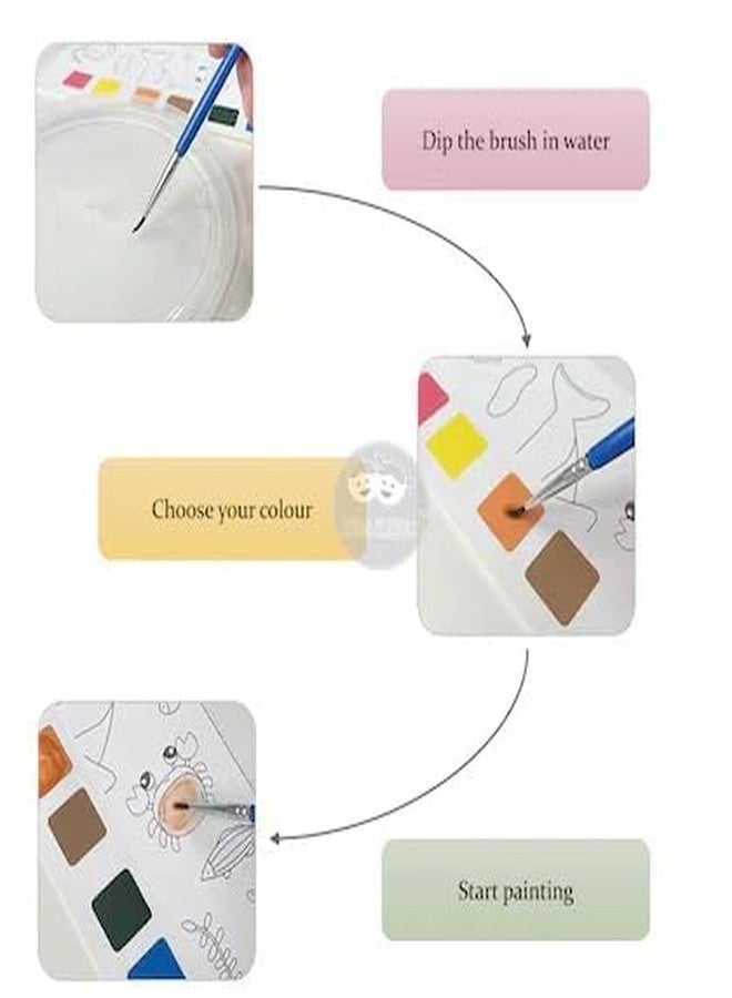 G.FIDEL دفتر رسم بالألوان المائية للأطفال من جي. فيدل، موضوع الفضاء، ٢٠ صفحة وفرشتا رسم - Image 4